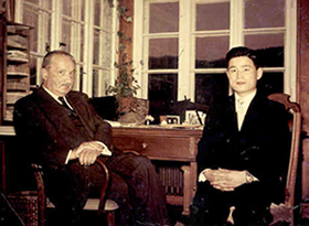 Martin Heidegger and Kah Kyung Cho in Freiburg, 1957